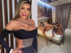 Ex participante de A Fazenda 6 faz strip na frente do pai que se masturba olhando e desejando a safada