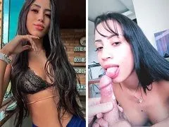 Talyne novinha magrinha mamando e ganhando leitinho na boca