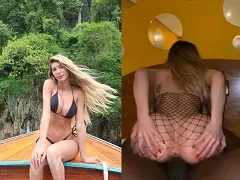 Loira casada rabuda que mora da Barra da Tijuca caiu na net dando a buceta pro personal nego doce