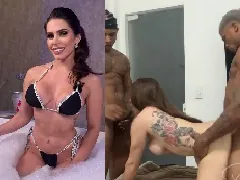 Caiu na net apresentadora de podcast em São Paulo-SP fazendo sexo amador com dois novinhos roludos