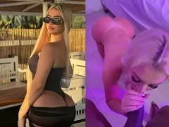 Flagra com ex atriz global loirinha peituda mamando e dando a buceta pro negão amigo do marido