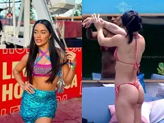 Flagra BBB25 com Eva pagando peitinho e ainda mostrando o belo bumbum