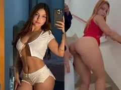 Comendo a ruivinha na escadaria do prédio, não resisti a esse vestidinho curto demais