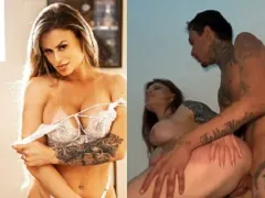 Loirinha peituda de Criciúma-SC dando a buceta gostosa pro amigo do namorado nas escadas de sua casa