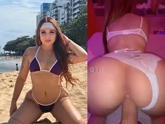 Ruivinha com calcinha de lado mostrando o que seu rabão é capaz!