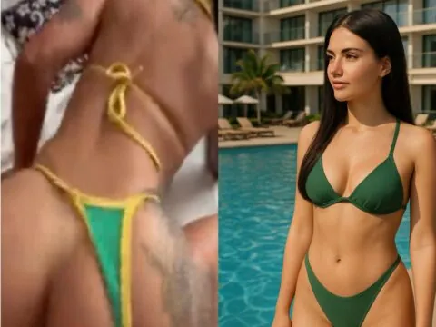 Influencer carioca sai da piscina para quarto do hotel com o namorado