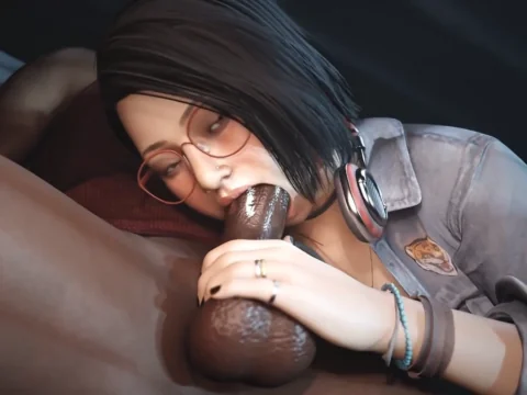 Japinha de gafas haciendo un boquete mojado en el palozudo