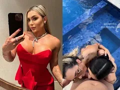 Fodendo as duas secretarias casadas na beira da piscina depois do expediente