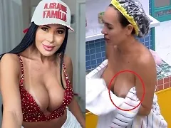 BBB25 Arleane Marques pelada pagando peitinho e mostrando lindo rabo